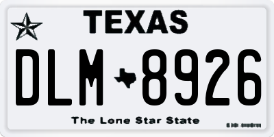 TX license plate DLM8926