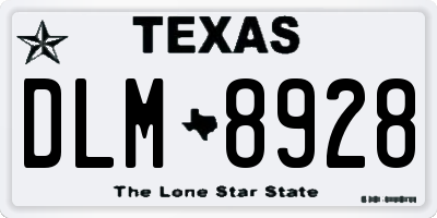 TX license plate DLM8928