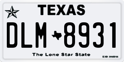 TX license plate DLM8931
