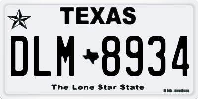 TX license plate DLM8934