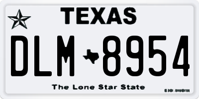 TX license plate DLM8954