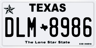 TX license plate DLM8986