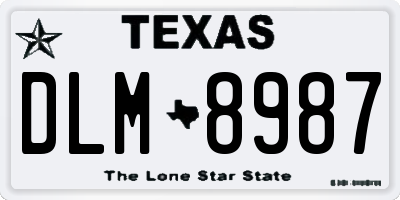 TX license plate DLM8987