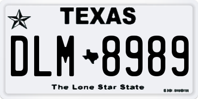 TX license plate DLM8989