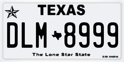 TX license plate DLM8999