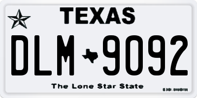 TX license plate DLM9092