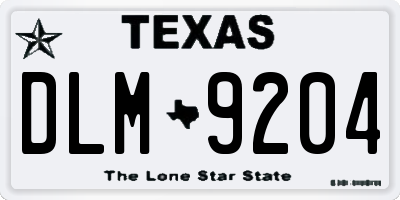 TX license plate DLM9204