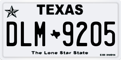TX license plate DLM9205