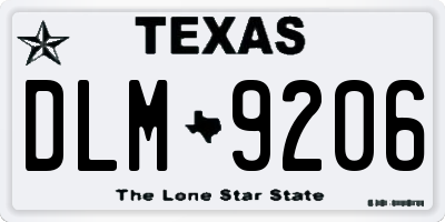 TX license plate DLM9206