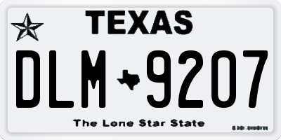 TX license plate DLM9207