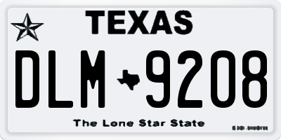 TX license plate DLM9208