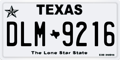 TX license plate DLM9216