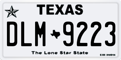 TX license plate DLM9223