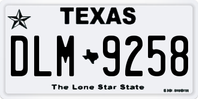 TX license plate DLM9258