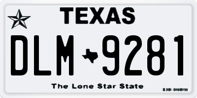 TX license plate DLM9281