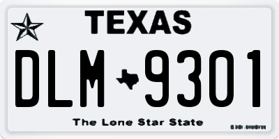 TX license plate DLM9301