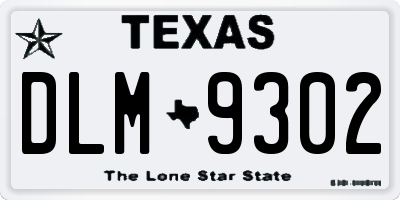 TX license plate DLM9302