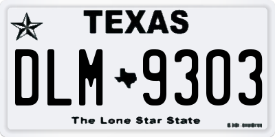 TX license plate DLM9303