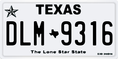 TX license plate DLM9316
