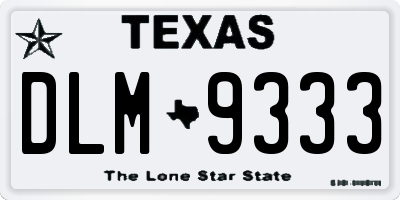 TX license plate DLM9333
