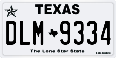 TX license plate DLM9334