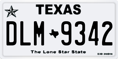 TX license plate DLM9342