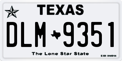 TX license plate DLM9351