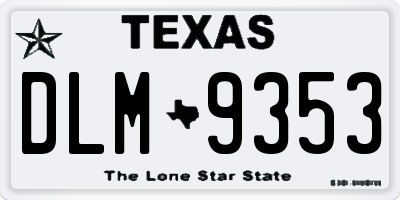 TX license plate DLM9353