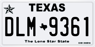 TX license plate DLM9361