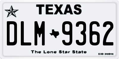 TX license plate DLM9362