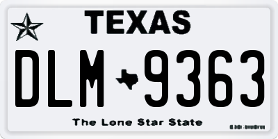 TX license plate DLM9363