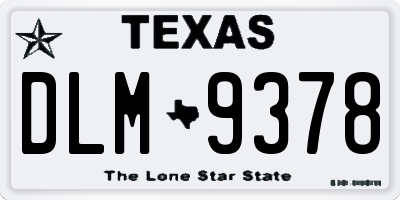TX license plate DLM9378