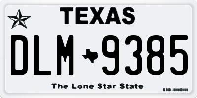 TX license plate DLM9385