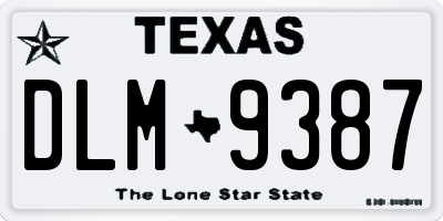 TX license plate DLM9387