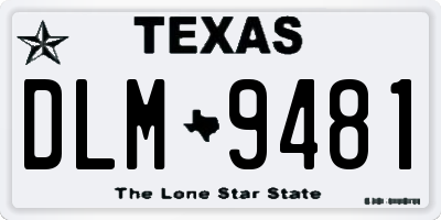 TX license plate DLM9481