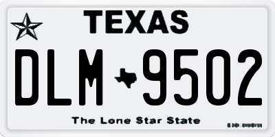 TX license plate DLM9502