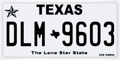 TX license plate DLM9603