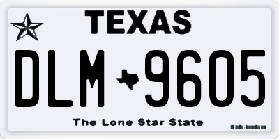 TX license plate DLM9605