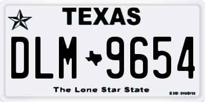 TX license plate DLM9654