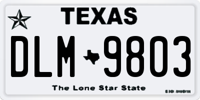 TX license plate DLM9803