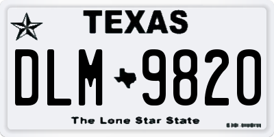 TX license plate DLM9820