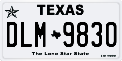 TX license plate DLM9830