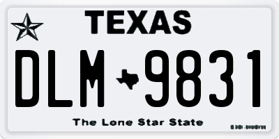 TX license plate DLM9831