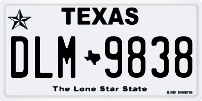 TX license plate DLM9838