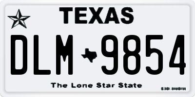 TX license plate DLM9854
