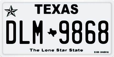 TX license plate DLM9868