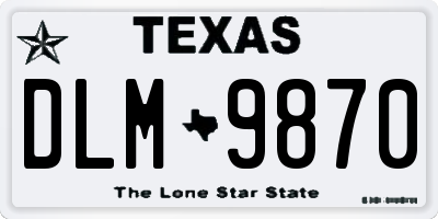 TX license plate DLM9870