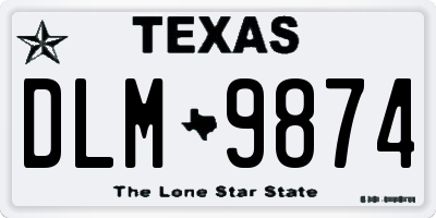 TX license plate DLM9874