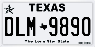 TX license plate DLM9890