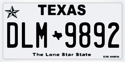 TX license plate DLM9892